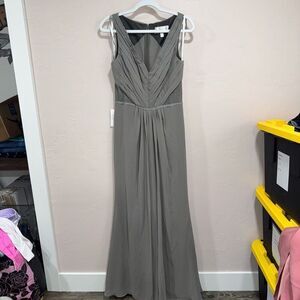 Monique Lhuillier | Dresses | Ml Monique Lhuillier Metalic Chiffon Maxi  Dress | Poshmark